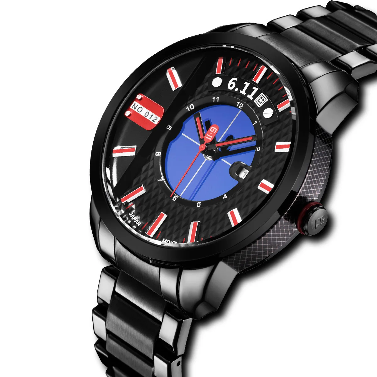 

6.11 Table Light Kinetic Energy Watch Quartz Watch Light Meter Steel Belt Waterproof with Calendar Light Kinetic Energy Watch