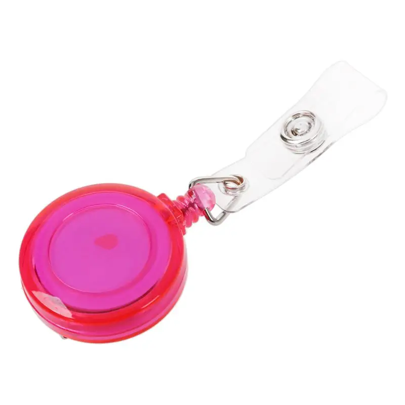 

Retractable Ski Pass ID Card Badge Holder Key Chain Reels With Clip Pink