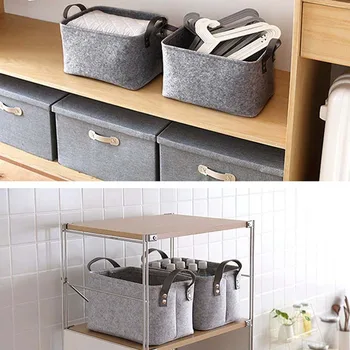 

Large Felt Storage Baskets Foldable Toy Laundry Basket Dirty Clothes Hamper Holder Storage Bag Home Organizer Container Gadget
