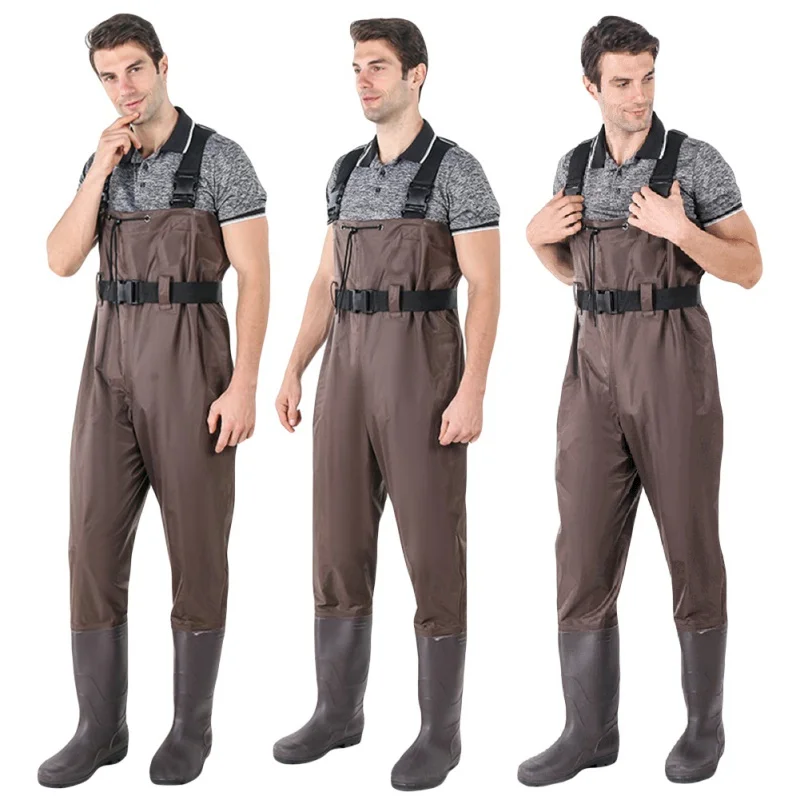 Bootfoot à Prova Água com Mosca Peito de Borracha Terno com Camuflagem Mulher Dwaterproof Pesca Waders Wading Botas Calça Confortável 2 botas terno com camuflagem calça confortável