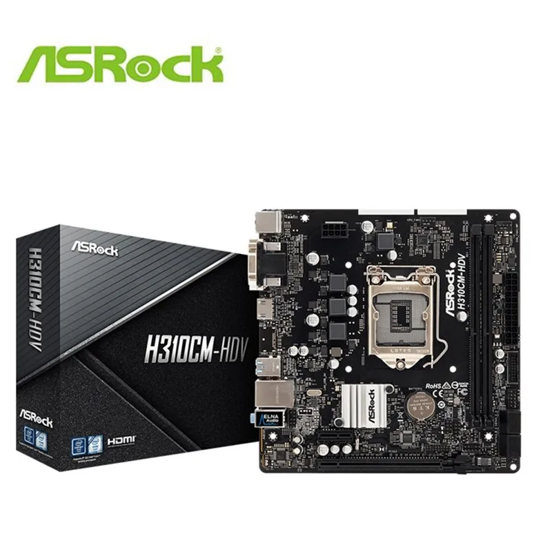 Полный новый ASRock Технология H310CM-HDV 1151 материнская плата H310 поддерживает 8100 i5-9400f |