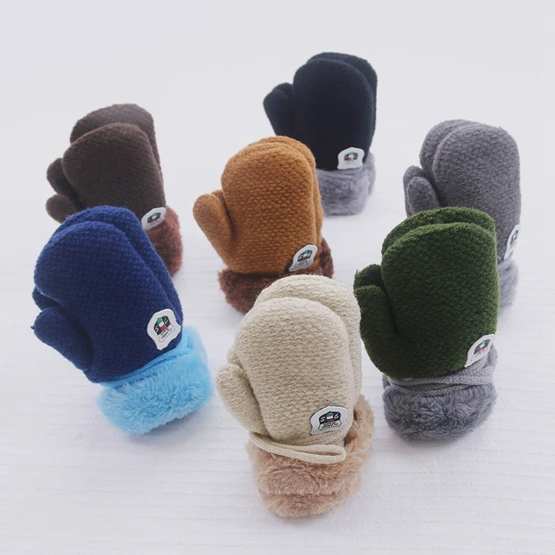 

New Arrival Winter Baby Boys Girls Knitted Gloves Warm Rope Full Finger Mittens Gloves For Children Toddler Kids