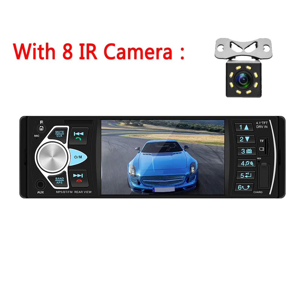 LeeKooLuu 1 din автомагнитола Авто аудио стерео USB AUX fm-плеер радио Bluetooth Авторадио Поддержка камеры заднего вида дистанционное управление - Цвет: With 8 IR Camera
