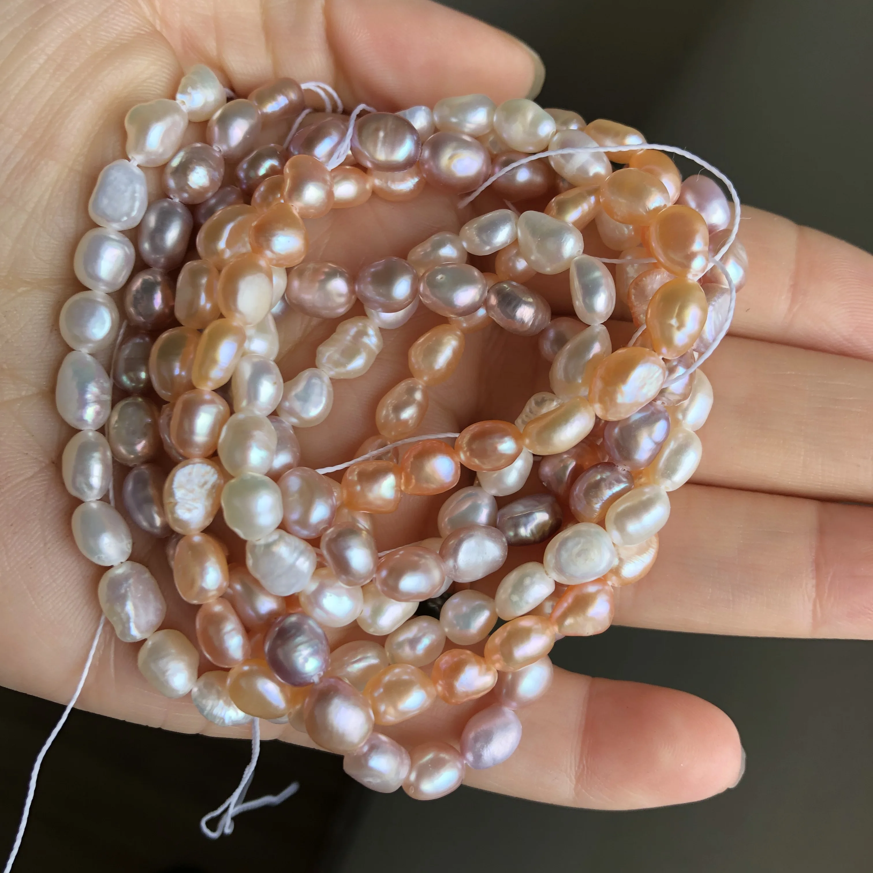 Perle Di Perle D'acqua Dolce Barocche Viola Scuro Rosa 7-8x8-9 Mm - Foto 12