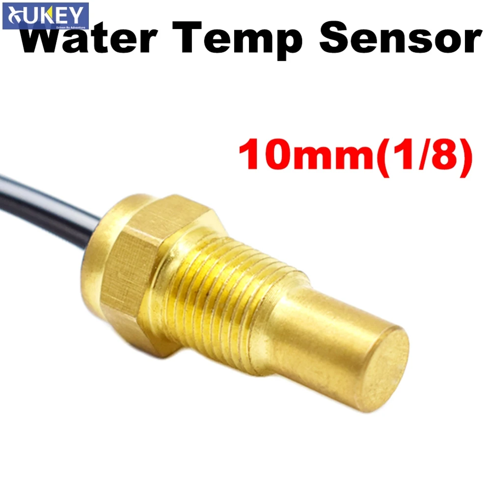 Universal 12V/24V Car Auto Truck Digital Water Temperature Sensor Sender 50K Head Plug 10MM Temp Racing Electric Gauge With Dual Wires Replacement Thread 