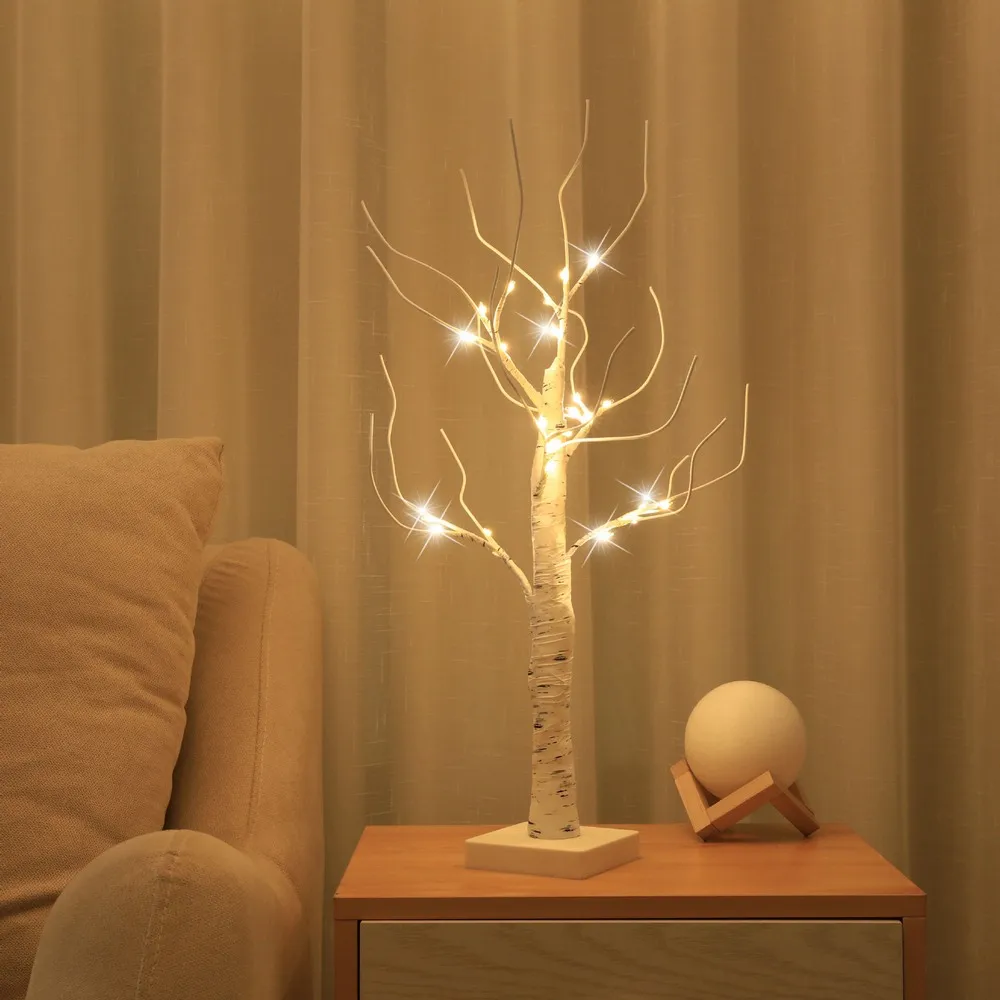 LED Christmas Tree Lights Twig Birch Tree Night Light Table Lamp Room Home Decor 
