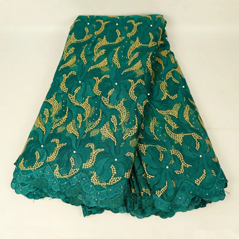 Latest French Beaded Green Lace Fabric Guipure African Lace Fabric Voile Lace For Wedding Party Floral Embroidery Nigerian Lace