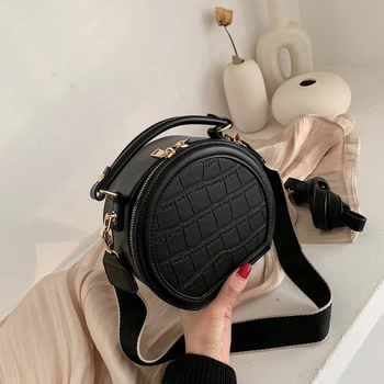 

Small Round Crossbody Sags For Women 2020 New Quality PU Leather Women Designer Handbags Lady Travel Shoulder Messenger Bags
