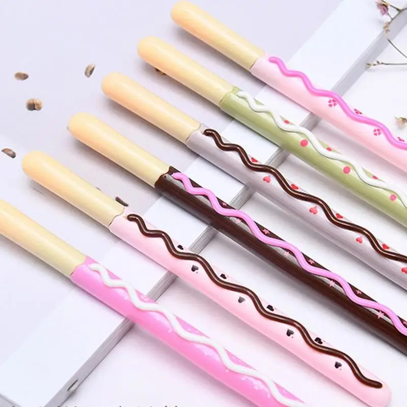 10 шт./лот 0,5 мм карамельный цвет милый 3D печенье Pocky Kawaii черный поставки гелевая ручка подпись школьные Чернила Канцелярские принадлежности P5A9