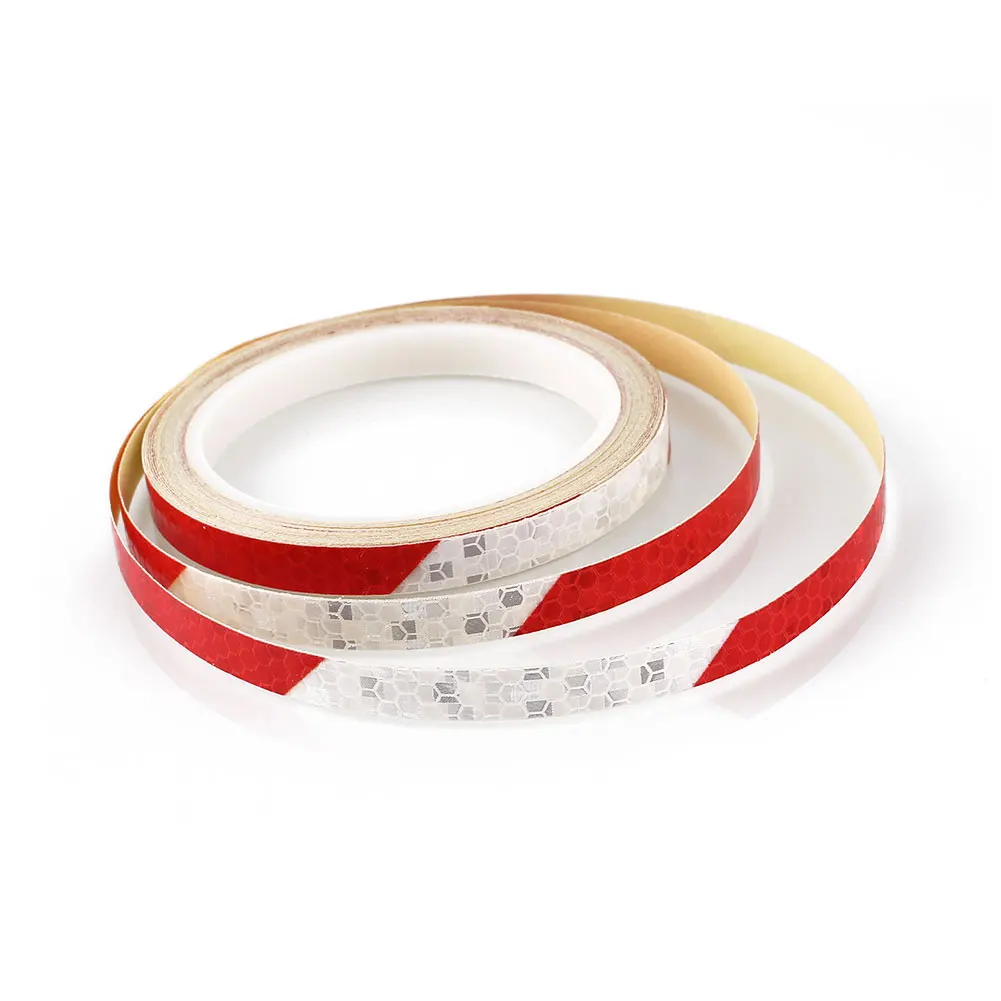 Tape 8M Car Bike Motorcycles Safety Warning Sticker Film Bright Glow Self Adhesive DIY Conspicuity Decal Night - Цвет: White Red
