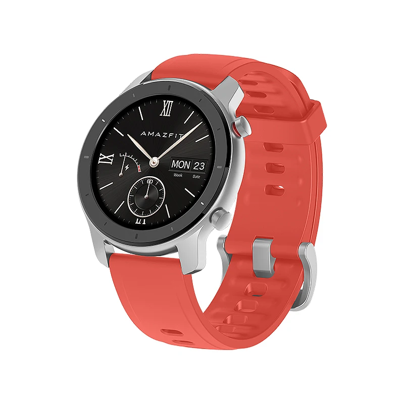 42mm Red Глобальная версия Amazfit GTR 42 мм Смарт часы Huami 5ATM водонепроницаемые Смарт часы 24 дня батарея gps управление музыкой для Android IOS - Цвет: 42mm Red