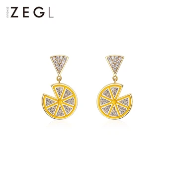 

ZEGL summer lemon earrings female 2020 new tide earrings net red earrings ear clip earless female silver needle earrings
