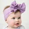 Solid Big Bow Topknot Headband for Baby Girls Elastic Nylon Hair Bands Handmade Newborn Fashion Turban Headwraps Accessories 4