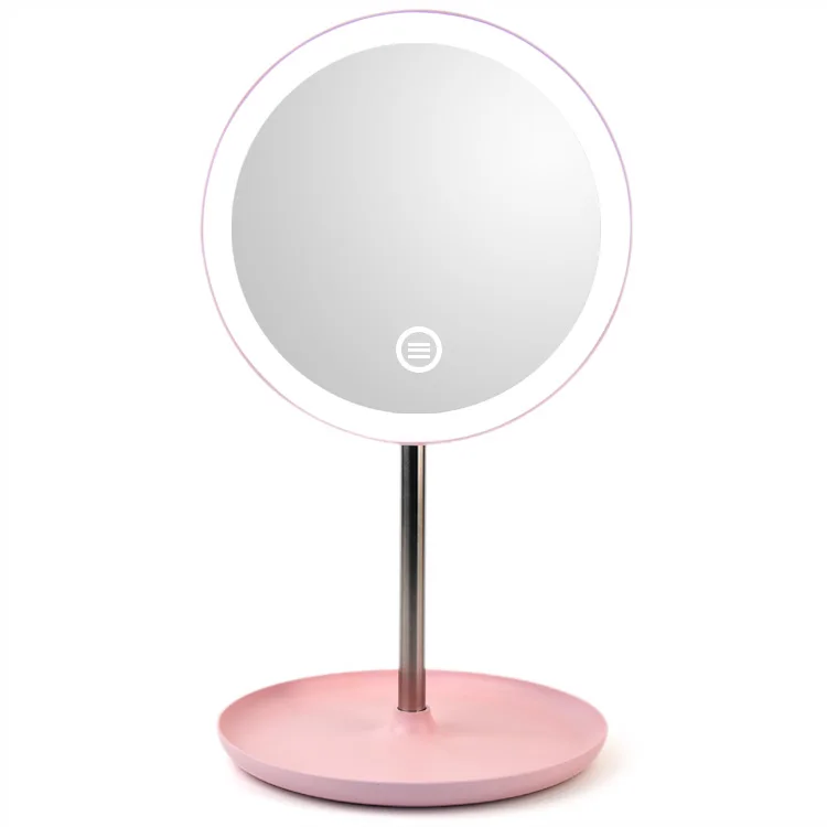 charging mode Pink Зеркало для макияжа Led настольная перезаряжаемая светодиодная Сенсорная панель зеркало для макияжа небольшое зеркальце для макияжа портативное - Цвет: charging mode Pink