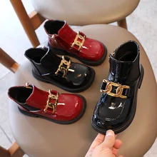 Bottes courtes Martin en métal pour filles, chaussures d'école à la mode pour enfants, décoration exquise, E09113, automne hiver 2021