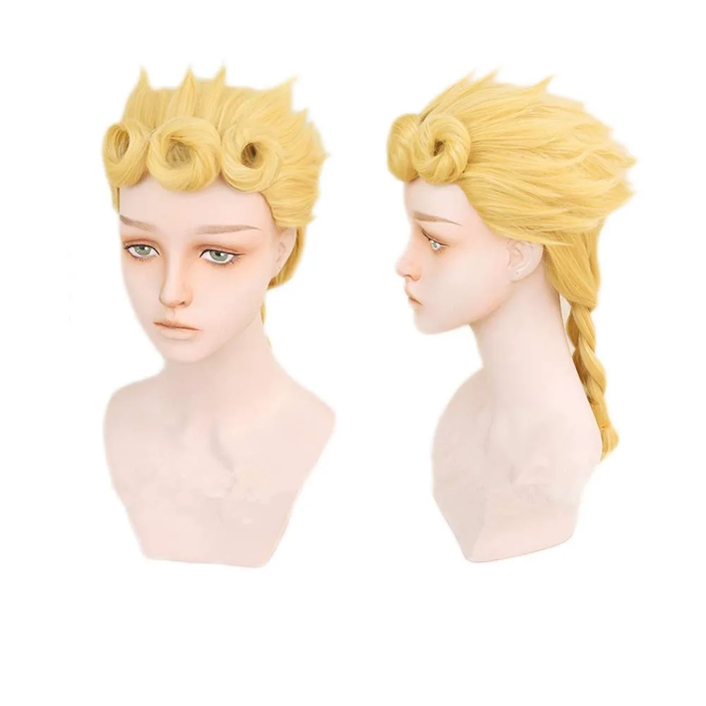 Cosplay JoJo's Bizarre Adventure Giorno Giovanna Golden Wig Cosplay Styled Hair Halloween Role Play GIOGIO + Free Wig Cap cosplay