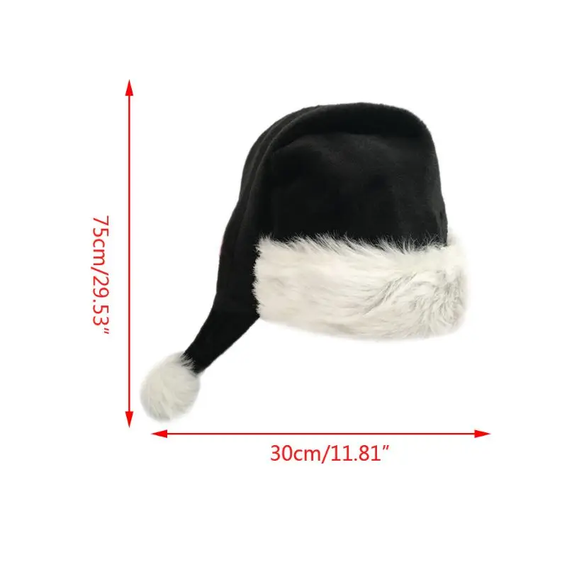 THINKTHENDO 75 см Для Взрослых Черная плюшевая длинная Рождественская шапка Рождественский костюм помпон шапка Санта-Клауса