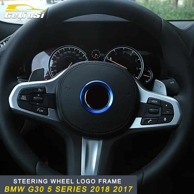 

GELINSI for BMW G30 5 Series 2018 2017 Auto Car Steering Wheel Logo Circle Ring Frame Trim Sticker Cover Interior Accessories