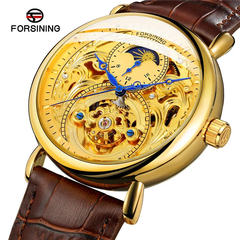 

FORSINING Men Wristwatch Military Sport Automatic Mechanical Male Clock Top Brand Luxury Skeleton Genuine Leather Man Watch 040
