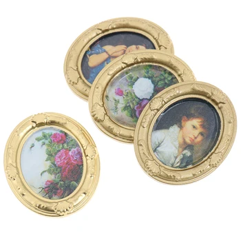 

1 PC 1:12 Dollhouse Miniature Framed Wall Painting Home Decor Room Items Novelty Funny Gifts Baby Kids Toy