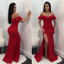 Женское вечернее платье vestidos vestido, длинное платье, сексуальные вечерние платья размера плюс, женские платья с оборками, с открытыми плечами