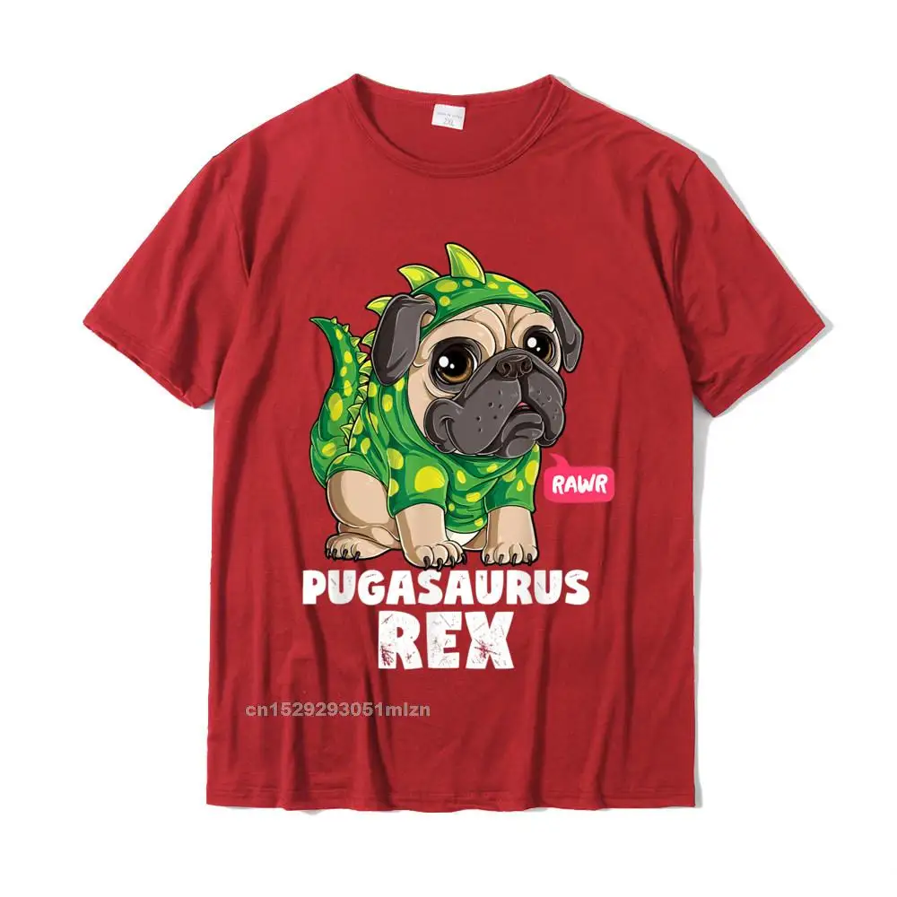 Printed On Birthday Round Collar Top T-shirts Lovers Day T Shirt Short Sleeve for Men Latest All Cotton 3D Printed Tshirts Pug Shirt Pugasaurus Rex Dinosaur Lovers Funny Dog Costume T-Shirt__4508 red