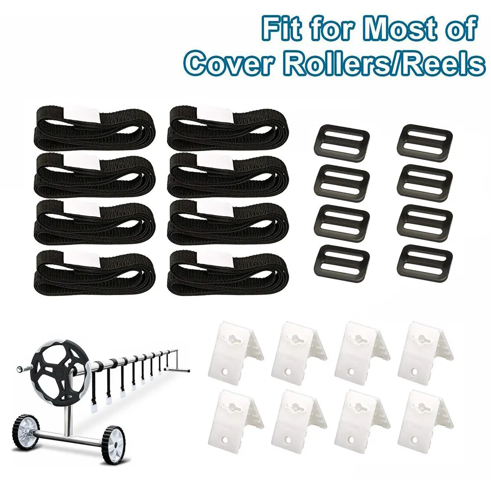 

Pool Cover Roller Attachment Solar Blanket Straps Kit Universal Pool Strapping Kit for Pool Solar Cover Reel Accessory