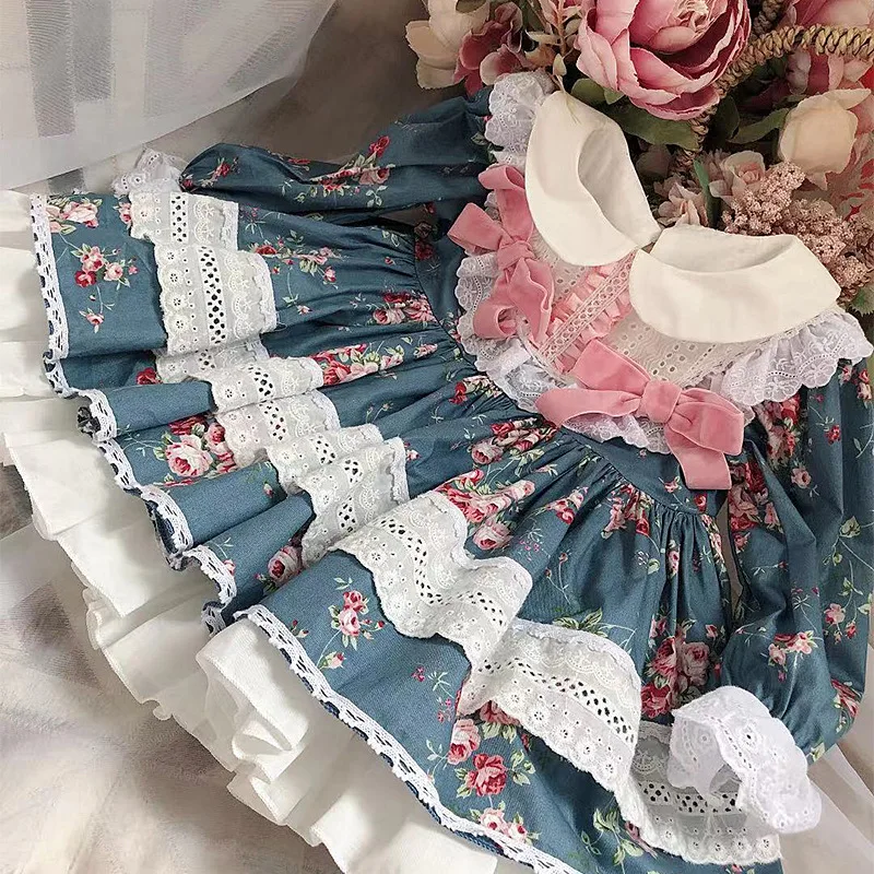 2020summer New Spain Short-style Lace Bow Dress Princess Wedding Toddler Girl Dresses Baby Floral Sweet Quality | Детская одежда и