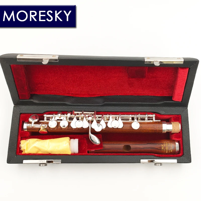 Flute instrument Wind music instrument Piccolo C Key Cupronickel Flute Silver Plated keys red wooden Body Material MPC-161