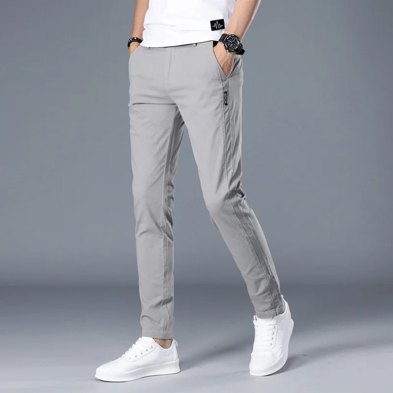 Осенние мужские модные однотонные Умные повседневные брюки мужские прямые немного эластичные длинные высококачественные формальные брюки для мужчин Y1998 - Цвет: Gray