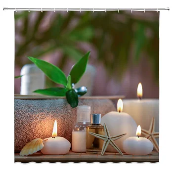 

Fashion Candle Festival Shower Curtain Heart Shape With Spilling Red Wine Polyester Bathroom Curtain For Valentine's Day Decor