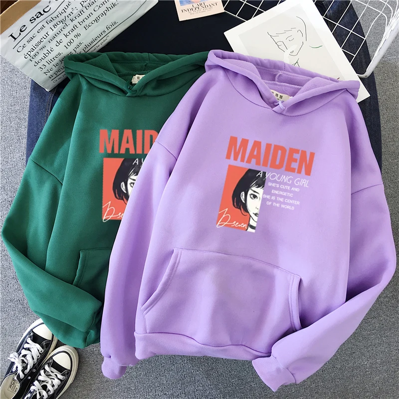 Shellsuning Letter Autumn New Sweatshirt Harajuku Fashion Women Pullover Streetwear Cool Girl Purple Oversized Hoodies Tops