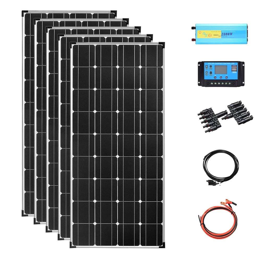 

Solar panel system 600w panel solar panneau solaire Off Grid 5pcs18v 120w cell battery charger Photovoltaic 12v 110v 220v