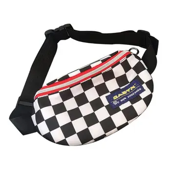 

Women Men Waist Bag Checkerboard Fanny Pack Cellphone Chest Bags Adjustable Shoulder Belt L9BE