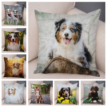 

Cute Australian Shepherd Dog Pillowcase Covers Decor Pet Animal Cushion Cover for Sofa Home Super Soft Short Plush Pillow Case