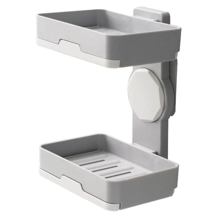 Newly Double Layer Draining Soap Holder Box Strong Sucker Soap Dish for Bathroom Kitchen XSD88