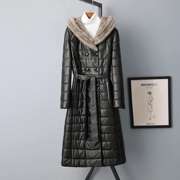 

Women's Fur Coat Real Genuine Leather Jacket Women Clothes 2020 Korean Mink Fur Collar Spring Down Coat Sheepskin Coats ZT2335