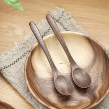 Musowood Black Walnut Wood Spoons Coffee Honey Spoons Wooden Japanese Style Stir Long Scoop Large Soup Kitchen Tableware Gift