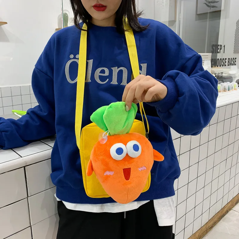 

Women's Korean-style INS-Style Cute GIRL'S Heart Canvas Radish Doll Students Campus Shoulder Bag Cartoon Shoulder Bag