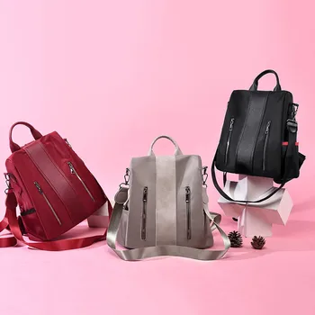

Fashion Nylon Multi-Function Women's Backpacks Outdoor Simple Solid Color Female School Bags Top Sale Large Capacity Backpacks