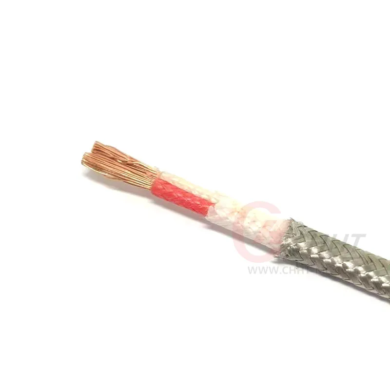 B Type 2*18AWG Fiberglass Insulation Stainless Steel Shield Thermocouple Wire High Temperature Measuring Line Compensation Cable |