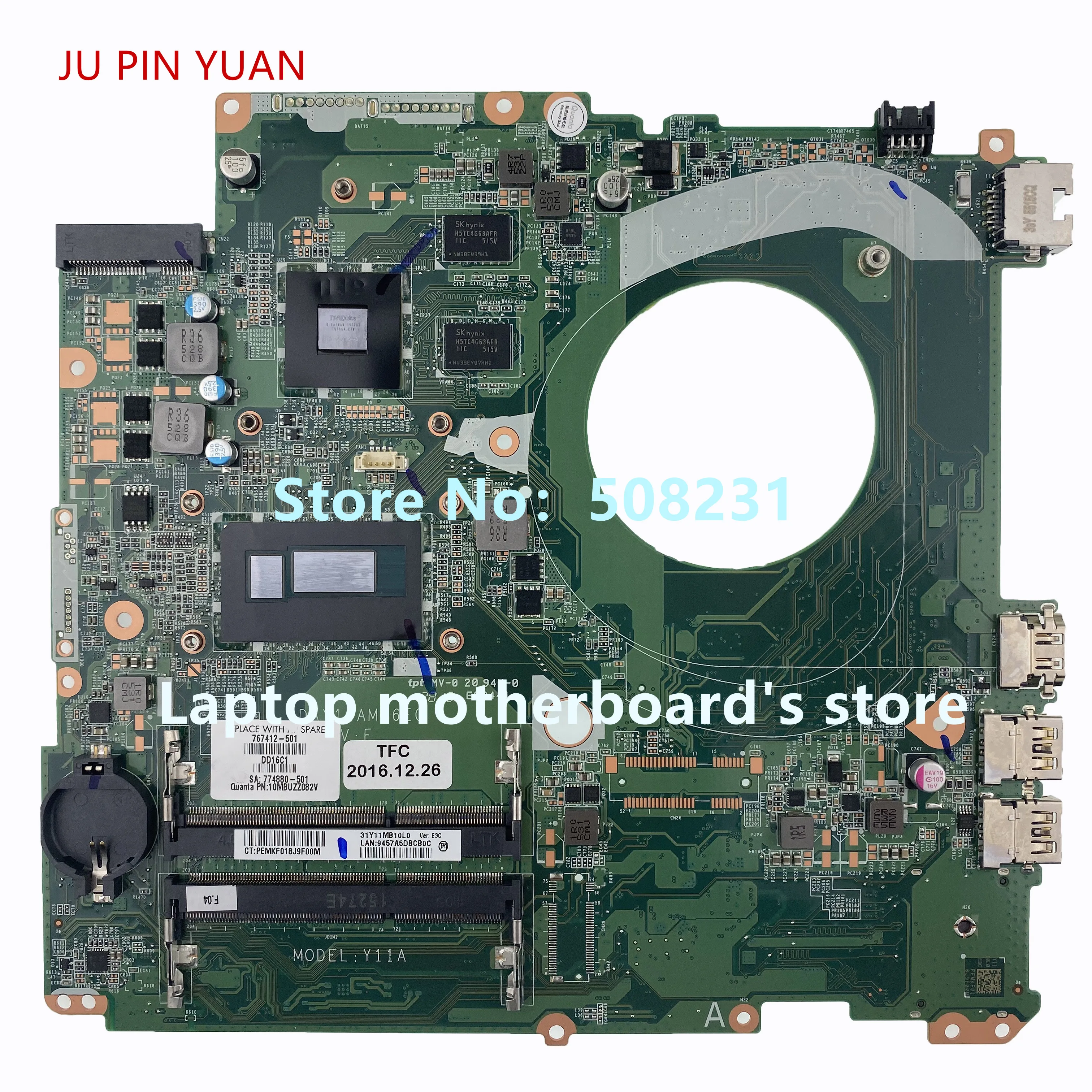 Most effective  JU PIN YUAN For HP 17-F Laptop Motherboard With i7-4510 CPU DDR3L 767412-001 767412-501 767412-601 