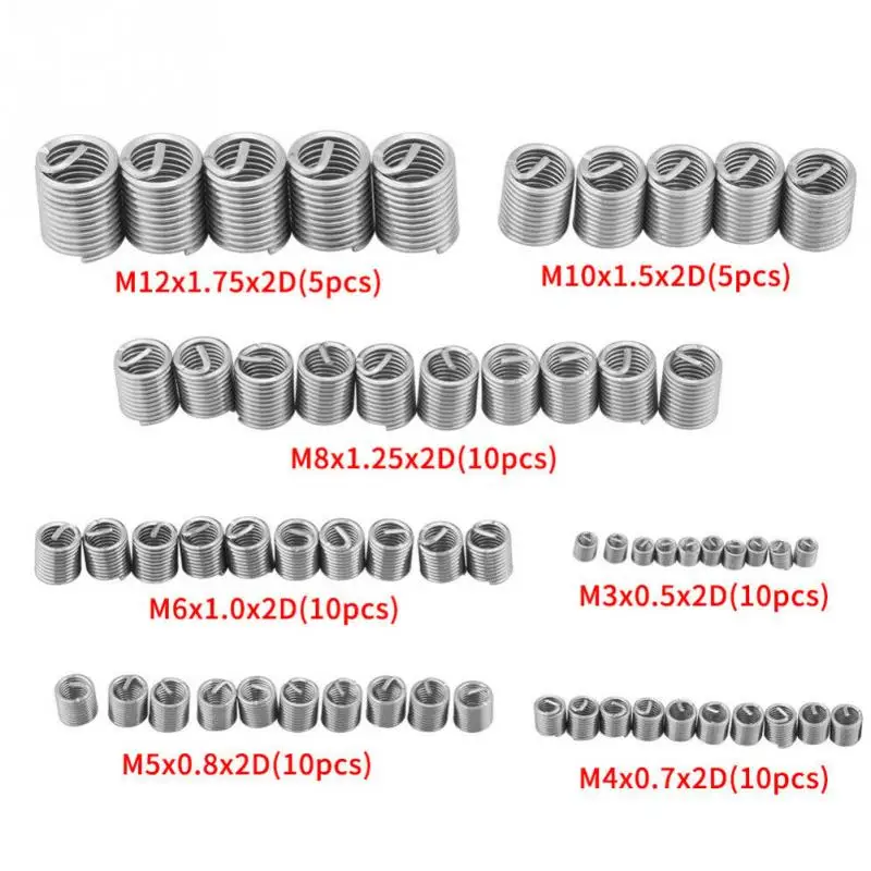 

60Pcs M3 M4 M5 M6 M8 M10 M12 Stainless Steel Thread Repair Insert Kit Set For Hardware Repair Tools