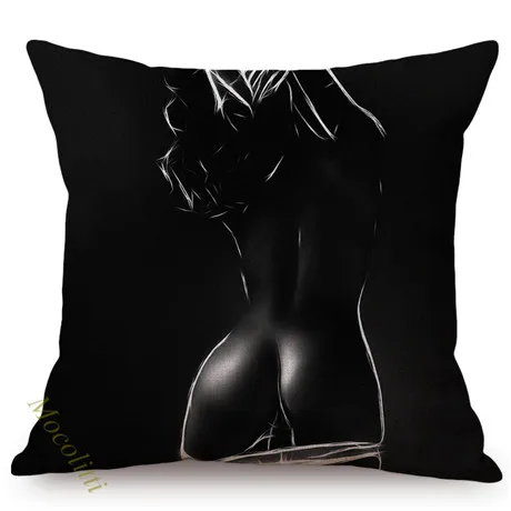 Black Sexy Art Dreaming Woman Design Throw Pillows Case Sexy Ass Butt Cotton Linen Home Decoration Room Sofa Chair Cushion Cover K167-7