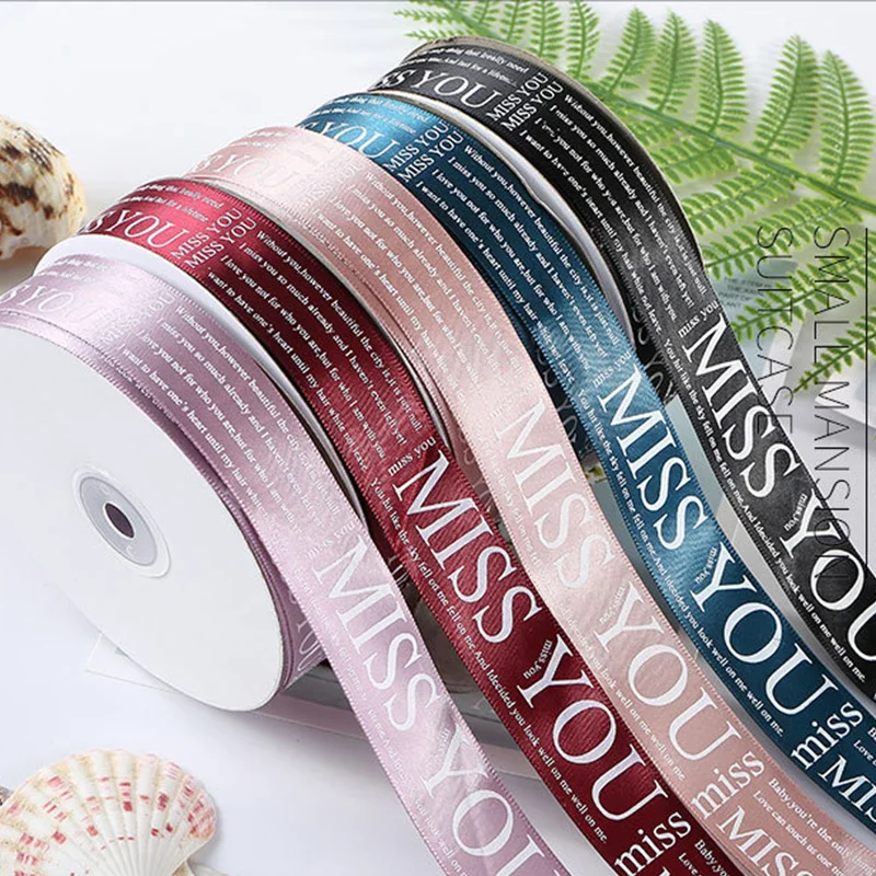 50 Yards Miss You Printed Ribbon Roll Grosgrain 25mm For Bow Craft Wedding Party DIY Decoration Gift packaging accessories | Дом и сад