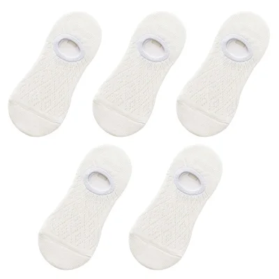 5 Pairs/Set Women Silicone non-slip invisible Socks Summer Solid Color Mesh Ankle Boat Socks Female Cotton Slipper No show Socks warm socks for women Women's Socks