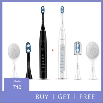

O'bella T10 2-in-1 Electric Toothbrush with face clean brush USB Rechargeable Sonic Electrric Upgraded Ultrasonic Toothbrush