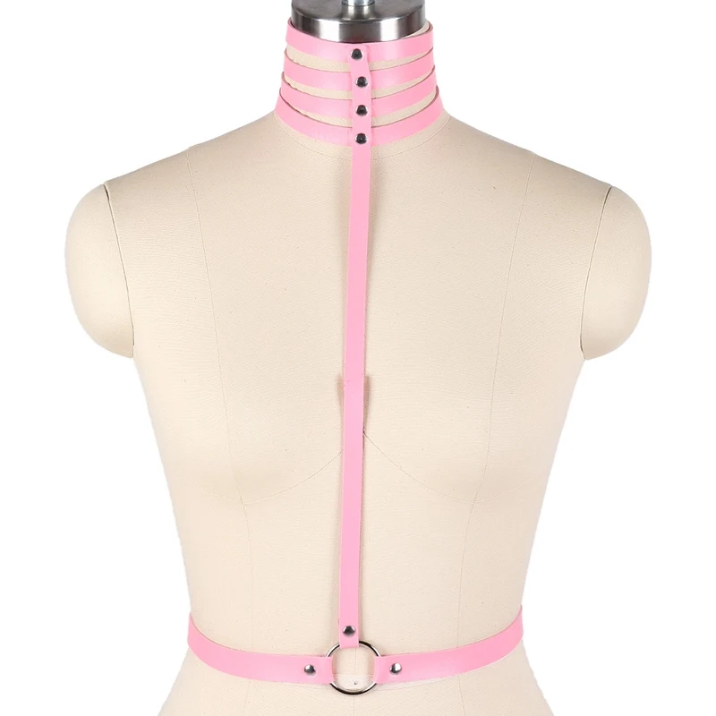 Leather Body Harness Cage Bra Lingerie Fetish Women Sexy Punk Goth Bondage Crop Tops Harness Bra Strappy Adjust Plus Size Garter