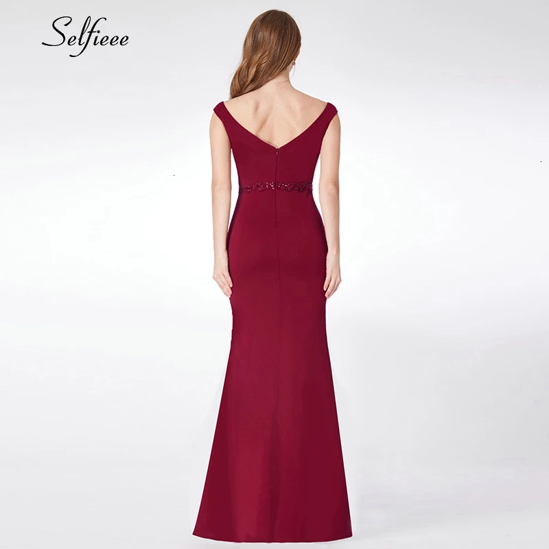 Винтажное бордовое Макси-платье с двойным v-образным вырезом и бусинами, облегающее женское платье, женские длинные вечерние платья, женское длинное платье