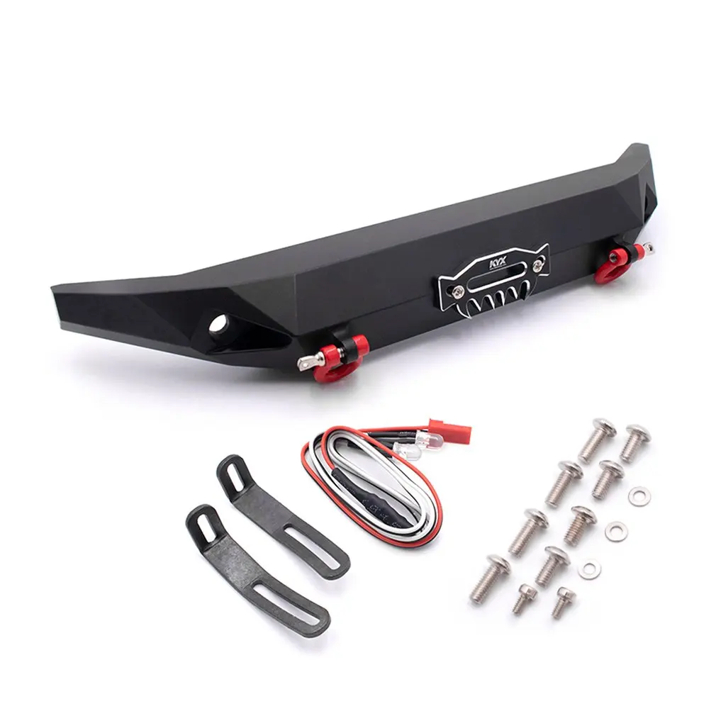 

KYX Racing CNC Alloy Front Bumper with Light Wire Upgrades Parts for RC Crawler Car Traxxas TRX-4 Accessories